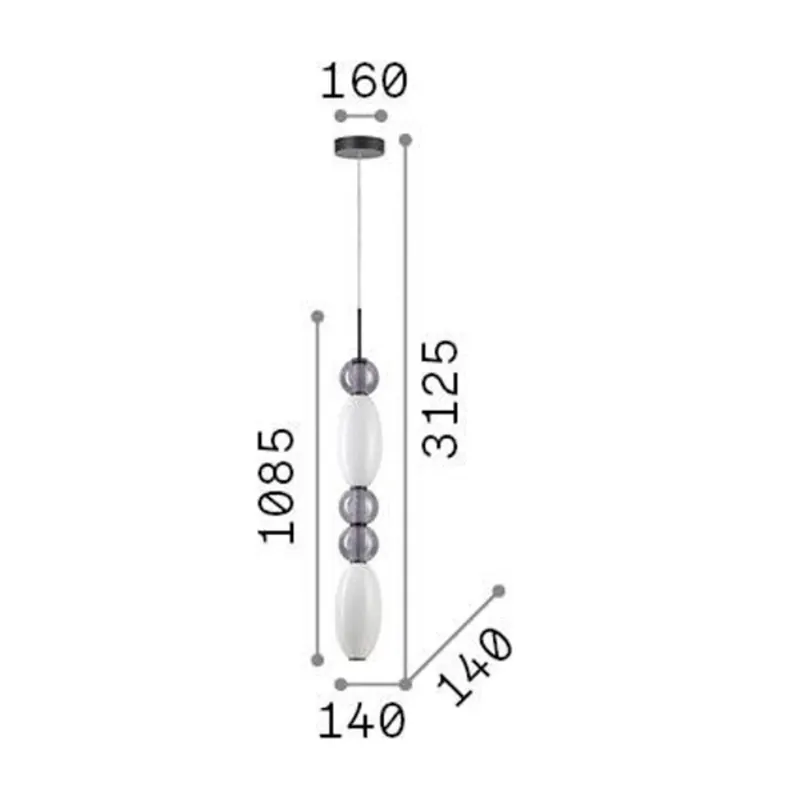 Ideal Lux Lampa wisząca LED Lumiere-3, szkło opalowe/szare