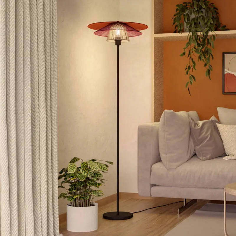 Lampa podłogowa EGLO PIGNONA, czerwono-pomarańczowo-biała, wysokość 161 cm,