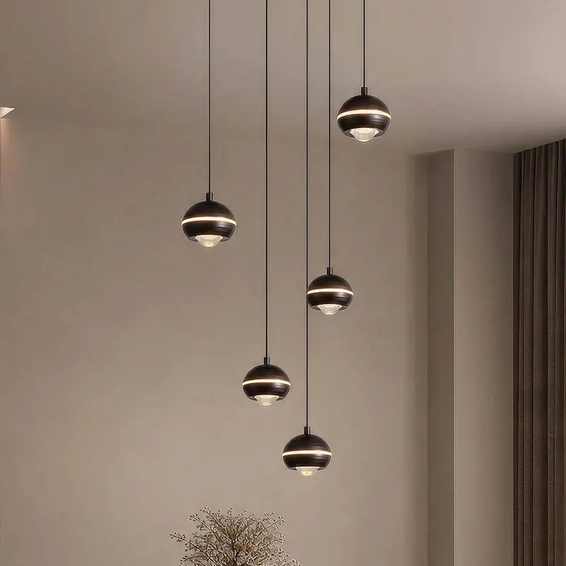 Żyrandol LED Meteor, 5-punktowy, okrągły, CCT, nikiel czarny, metal
