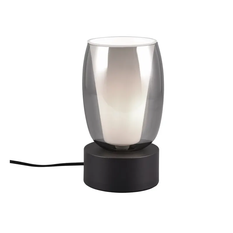 Lampa stołowa w czarno-srebrnym kolorze ze szklanym kloszem (wysokość 24 cm) Barret – Trio Select