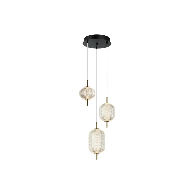 Lampa wisząca LED Pellucid, kolor brązowy/przezroczysty, 3-punktowa