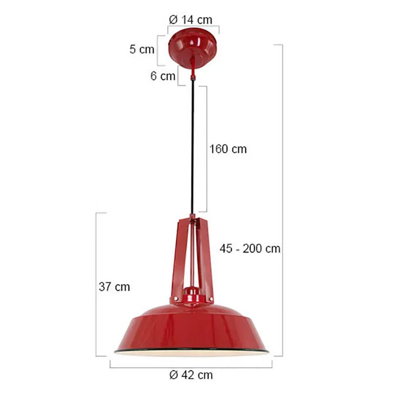 Żyrandol Eden, czerwony, metal, oprawa E27