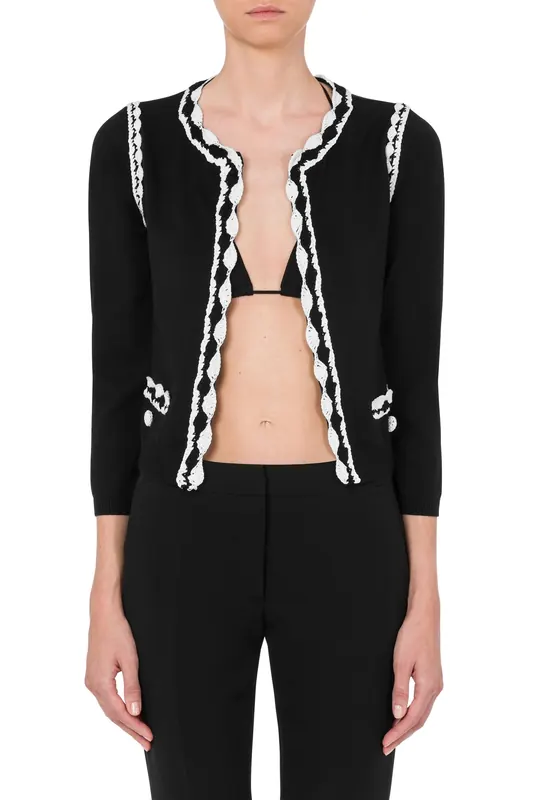 Moschino Wool Cardigan Crochet Details Black Maat: 36 | Cardigans Outlet | Dames | Zwart