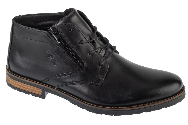 Rieker Shoes 14609-00, Męskie, Czarne, trzewiki, skóra licowa, rozmiar: 45