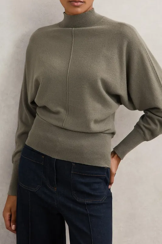 Reiss Funnel Neck Jumper Sage Green Maat: XS | Longsleeves Outlet | Dames | Groen