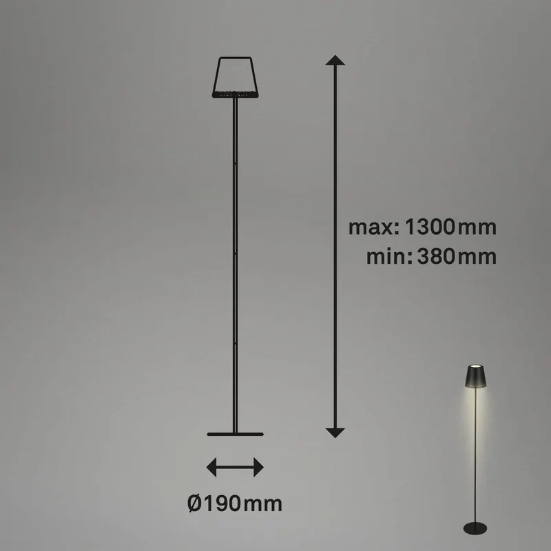 Akumulatorowa lampa stojąca LED Kiki, 3000K, czarna, IP44