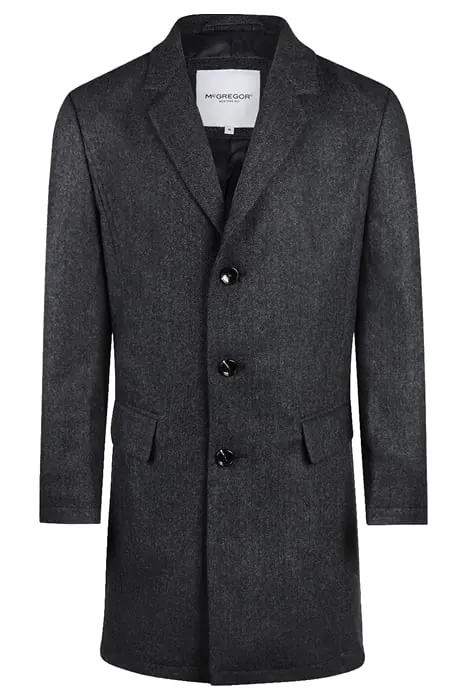 McGregor Wool Herringbone Over Coat Dark Grey Melange Maat: XXL | Single-Breasted Mantels Outlet | Heren | Grijs