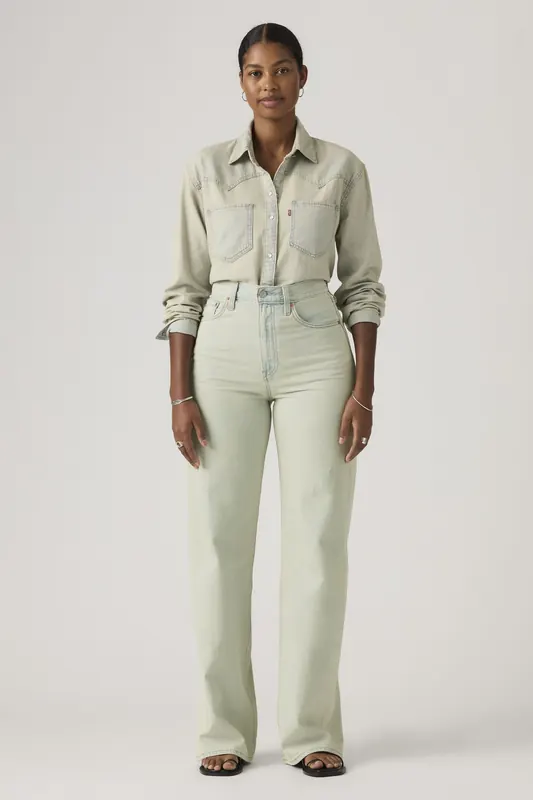 Levi's Ribcage Wide Leg Jeans Maat: W24L32 | Jeans Outlet | Dames | Groen