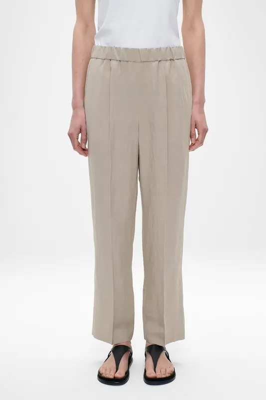 ZENGGI Fine Linen Visc Sydney Pants Green Khaki Maat: XL | Straight Broeken Outlet | Dames | Bruin