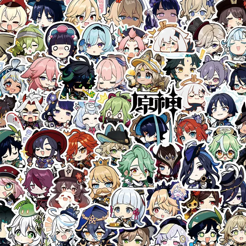 100 sztuk śliczne Genshin naklejki wpływ na laptopa Anime naklejki do gier bagaż gitara deskorolka papiernicze naklejki dla dzieci zabawka