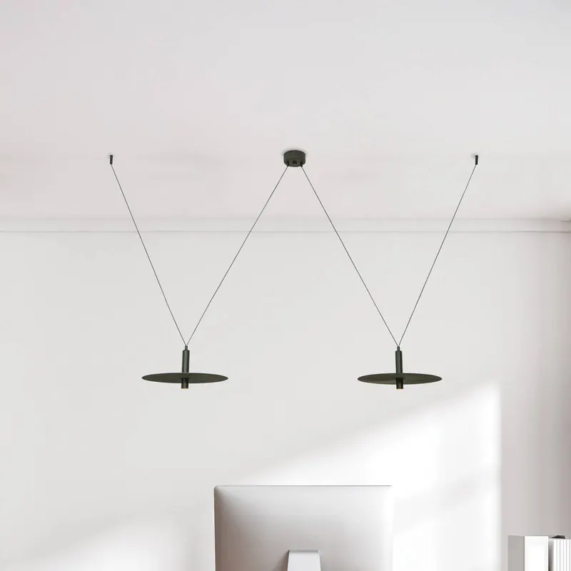 Żyrandol LED 23227, czarna, średnica 35 cm, 2-punktowa, metalowa