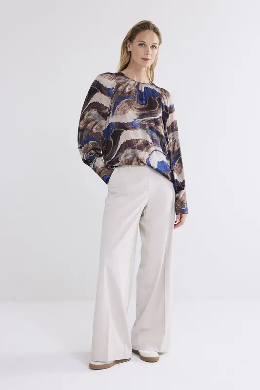 Summum Woman Top Swirl Print Multicolour Maat: 44 | Longsleeves Outlet | Dames | Blauw