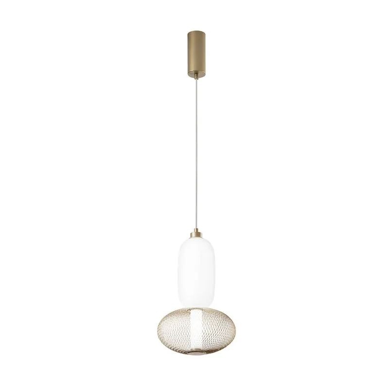 Żyrandol LED INKAS, wysokość 41 cm, złoty kolor Szkło/metal CCT
