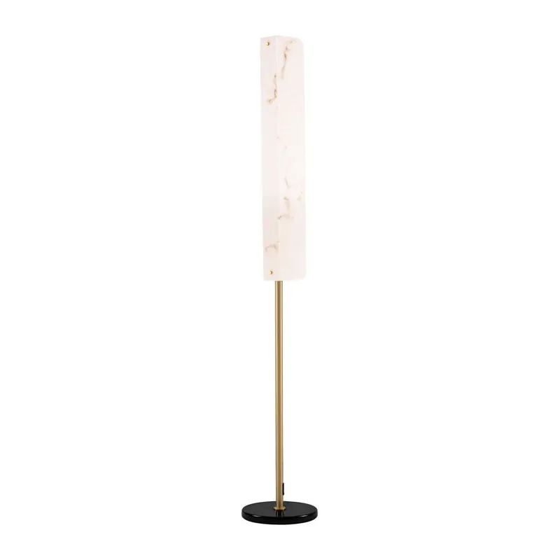 Kremowa/w kolorze mosiądzu lampa stojąca LED w dekorze marmuru (wysokość 160 cm) Aider – Nova Luce