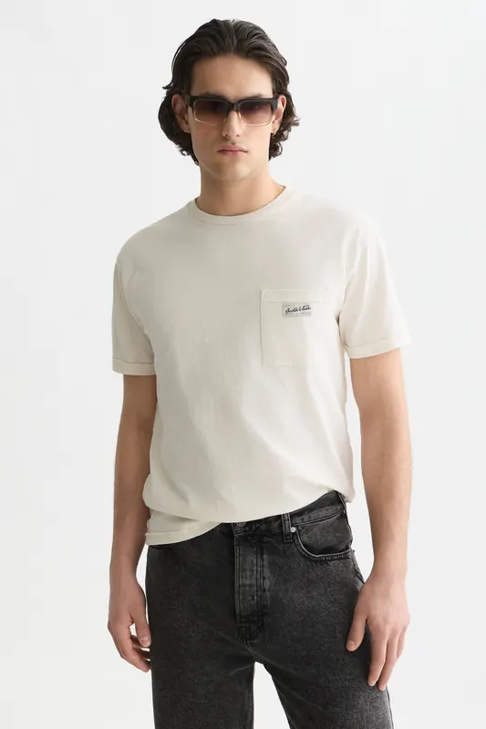 Scotch & Soda Garment-dye Relaxed-fit T-shirt Eggnog Maat: L | Basic T-Shirts Outlet | Heren | Wit
