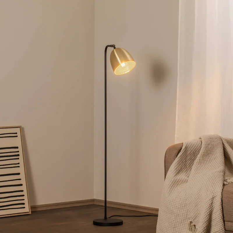 Lampa podłogowa Tattoo 4091 złota antyczna/czarna, metal wysokość 120 cm