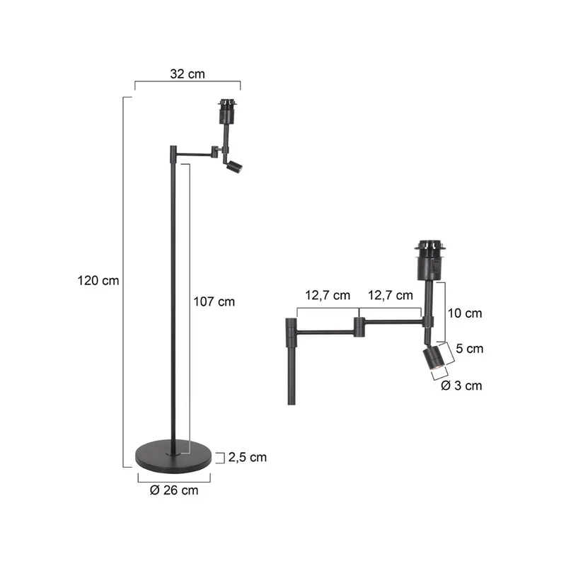 Lampa stojąca Stang, lampka do czytania LED, czarna/naturalna wiklina