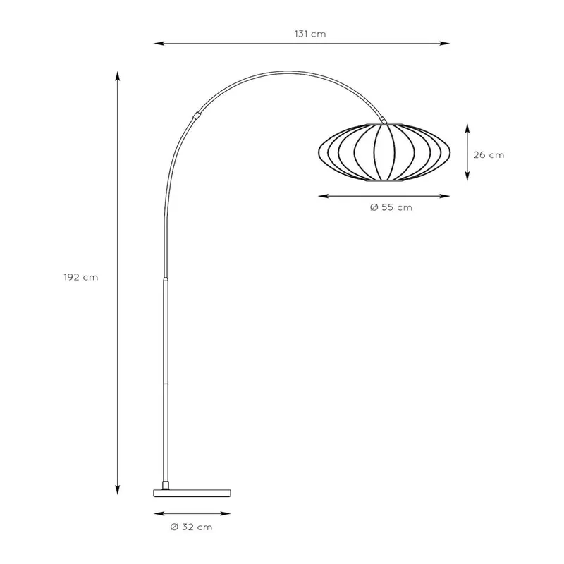 Lampa łukowa Corina, beżowa, E27, 192 cm, tworzywo sztuczne