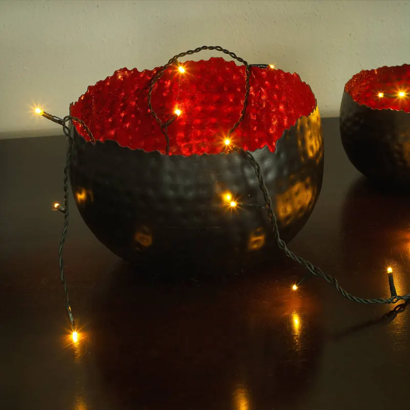 Łańcuch LED Micro 100-pkt. ciemnozielony/bursztyn