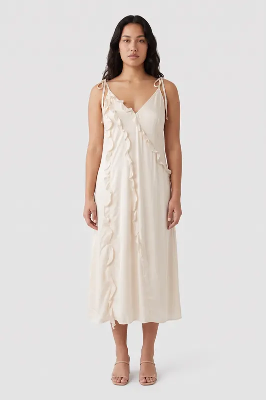 ARKET Frankia Dress White Maat: 44 | Midi Jurken Outlet | Dames | Wit