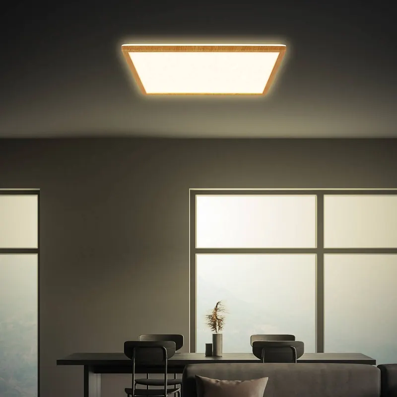 Lampa sufitowa LED Tava Wood, 42 x 42 cm, tworzywo sztuczne, 3000 K