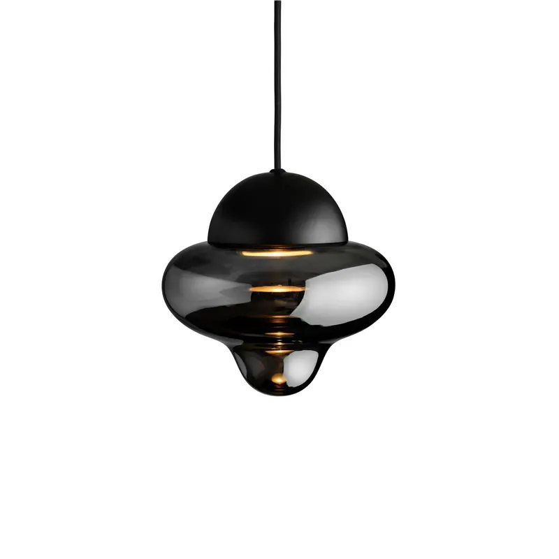 Żyrandol LED Nutty, dymnoszara / czarna, Ø 18,5 cm, szkło