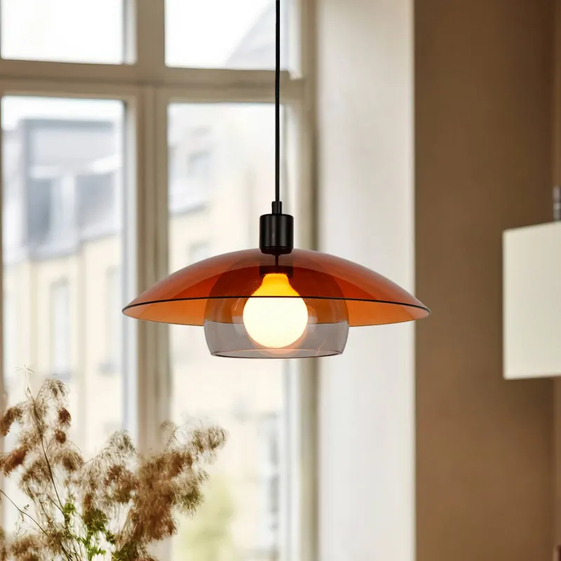 Żyrandol Jolly, bursztynowa/czarna, Ø 38 cm, szkło