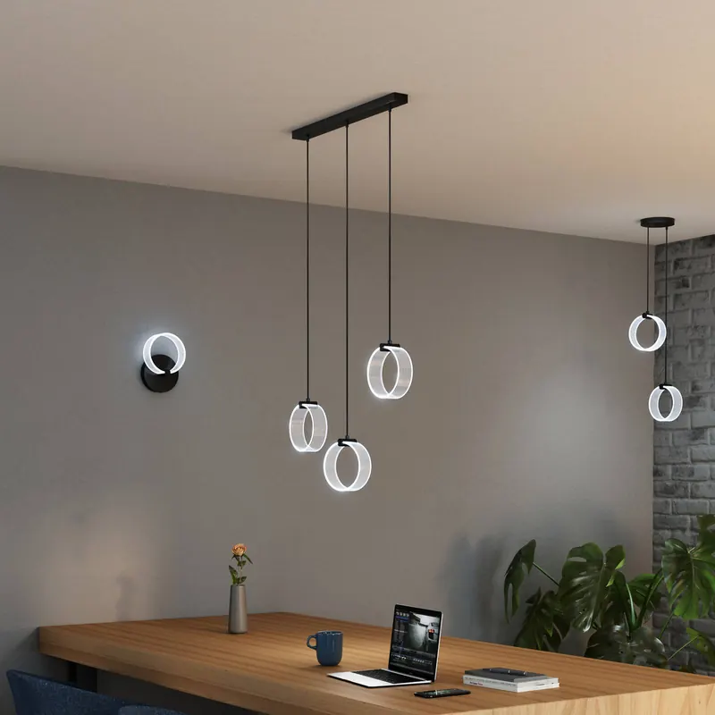 Żyrandol LED OSRAM Decor Circle, 3-punktowa, długa, CCT, czarna