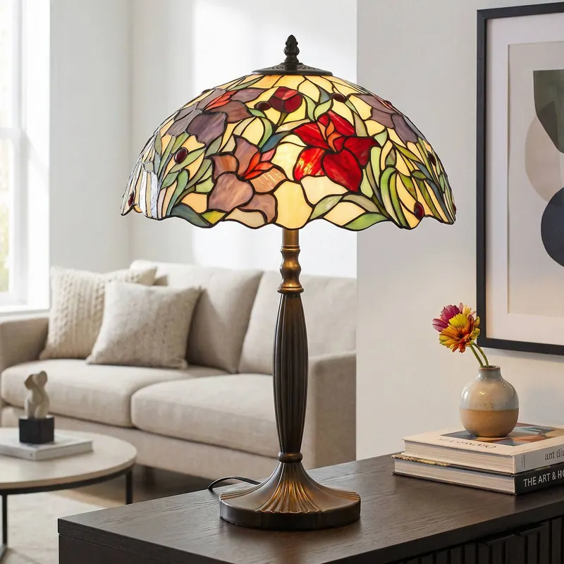Kwiatowa lampa stołowa ATHINA, ręcznie wykonana 62 cm