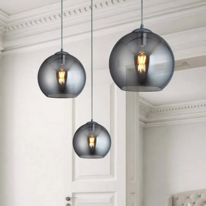 Lampa wisząca Balls, kulki szklane szare, Ø 30cm