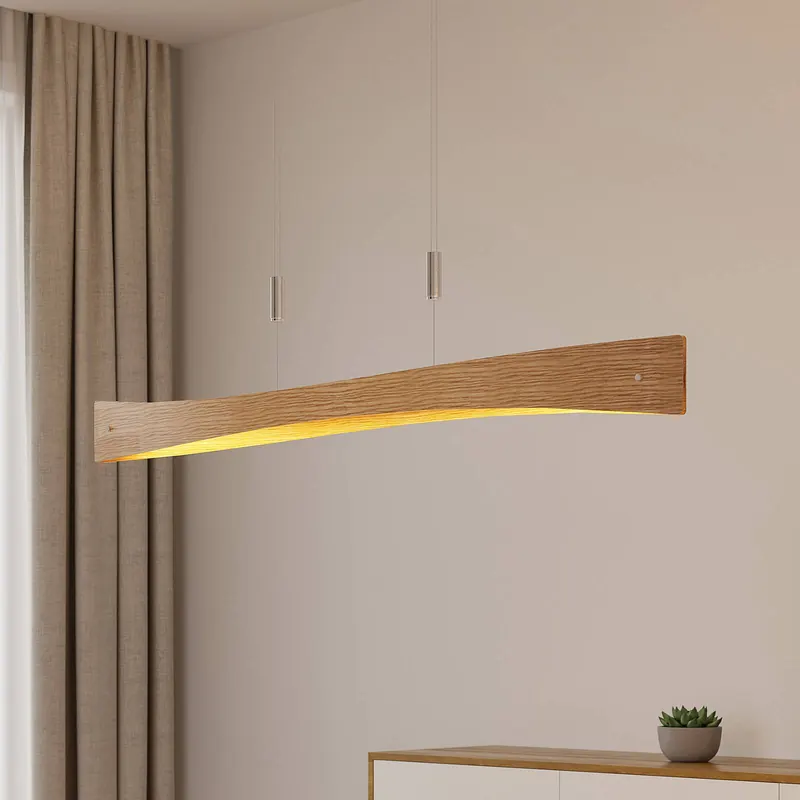 Lampa wisząca LED Lindby Beazina, dąb, metal, 118cm