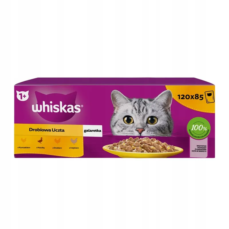 Whiskas Drobiowa Uczta 120x85g Mokra Karma Dla Dorosłego Kota w Galaretce