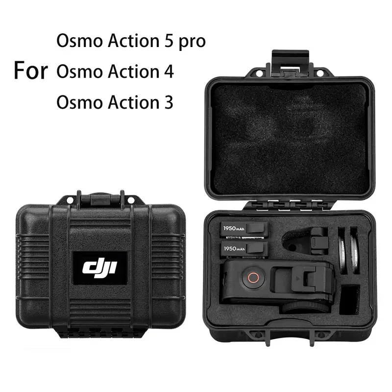 Wodoodporna, twarda walizka do przechowywania akcesoriów DJI Action 5 Pro/Osmo Action 4/3, przenośna, ochronna torba transportowa.