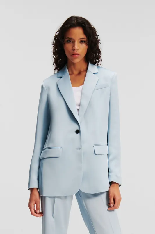 Karl Lagerfeld Fluid Satin Tailored Blazer Cashmere Blue Maat: 40 | Blazers Outlet | Dames | Blauw