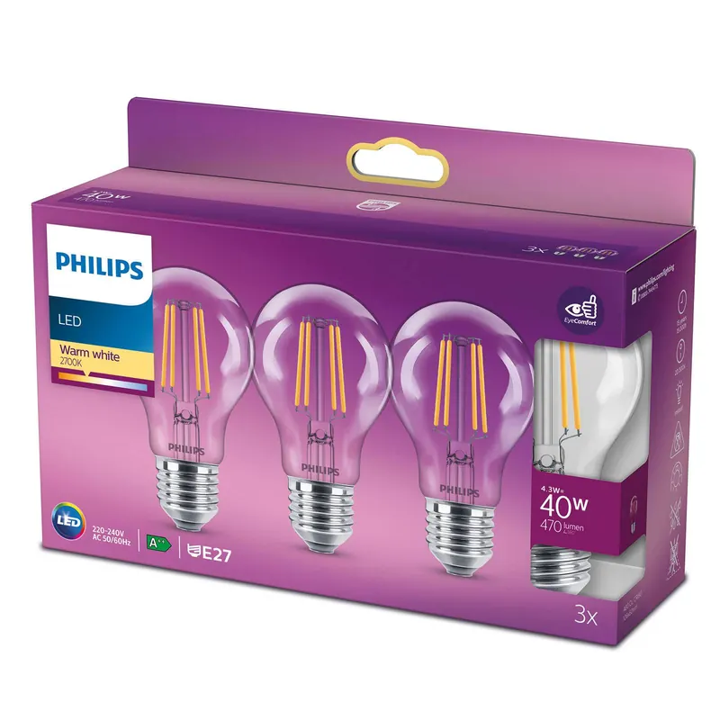 Philips żarówka LED Classic E27 4,3W 2 700 K