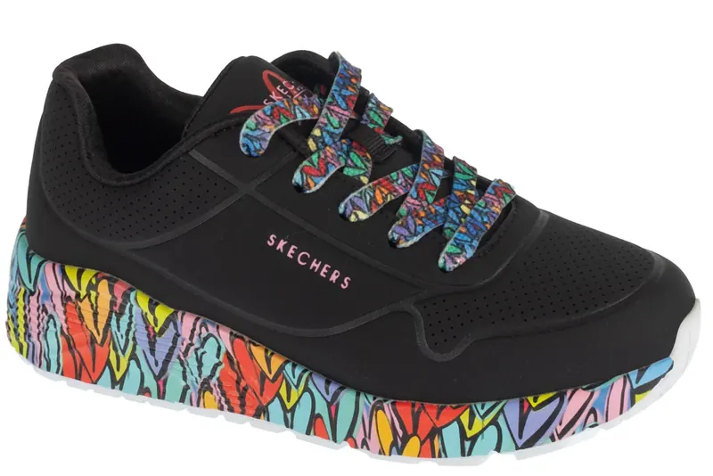 Skechers Uno Lite - Subtle Love 314088L-BKMT, Dla dziewczynki, Czarne, buty sneakers, skóra syntetyczna, rozmiar: 39,5