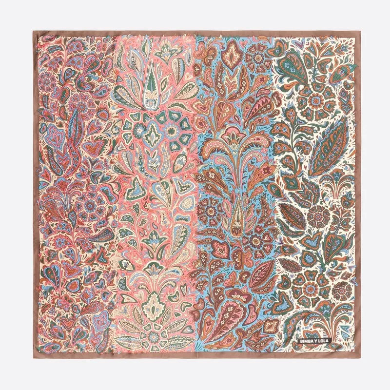 Chusta pasy paisley koralowa