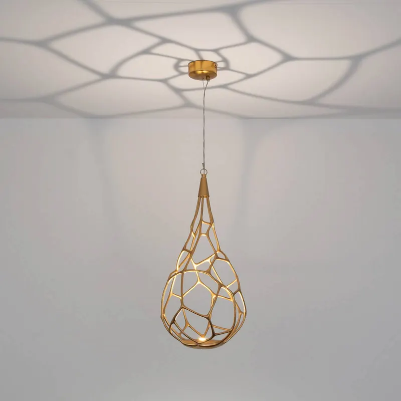 Żyrandol LED GOCILUME, kolor złoty, średnica 30 cm, metalowa, ściemniana