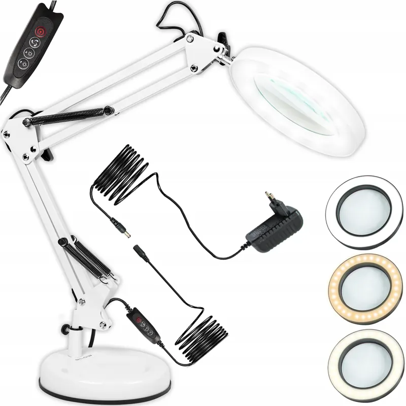 Lampa Serwisowa Lampka Led Lupa Szkło Powiększające Kosmetyczna Biurkowa