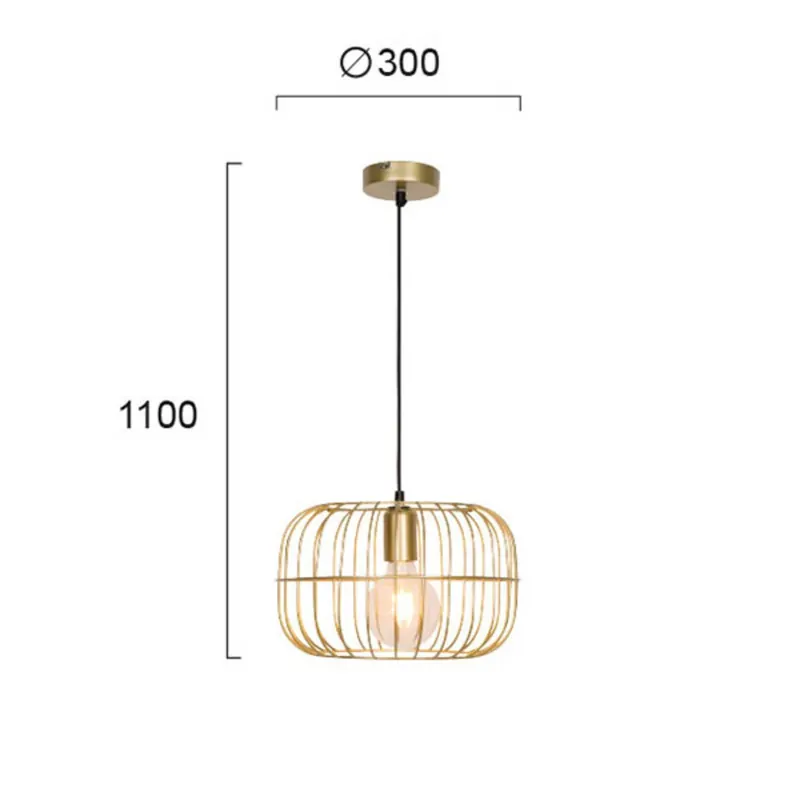 Lampa wisząca Zenith w kształcie klatki, złota