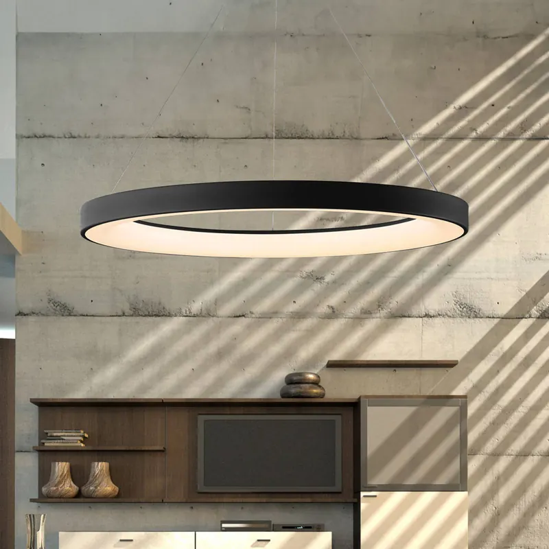 Inteligentny żyrandol LED Niseko II, 65 cm, czarna, CCT, ściemniany