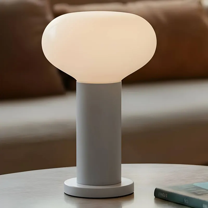 Lampa stołowa Flo, szara, Ø 19 cm, szkło