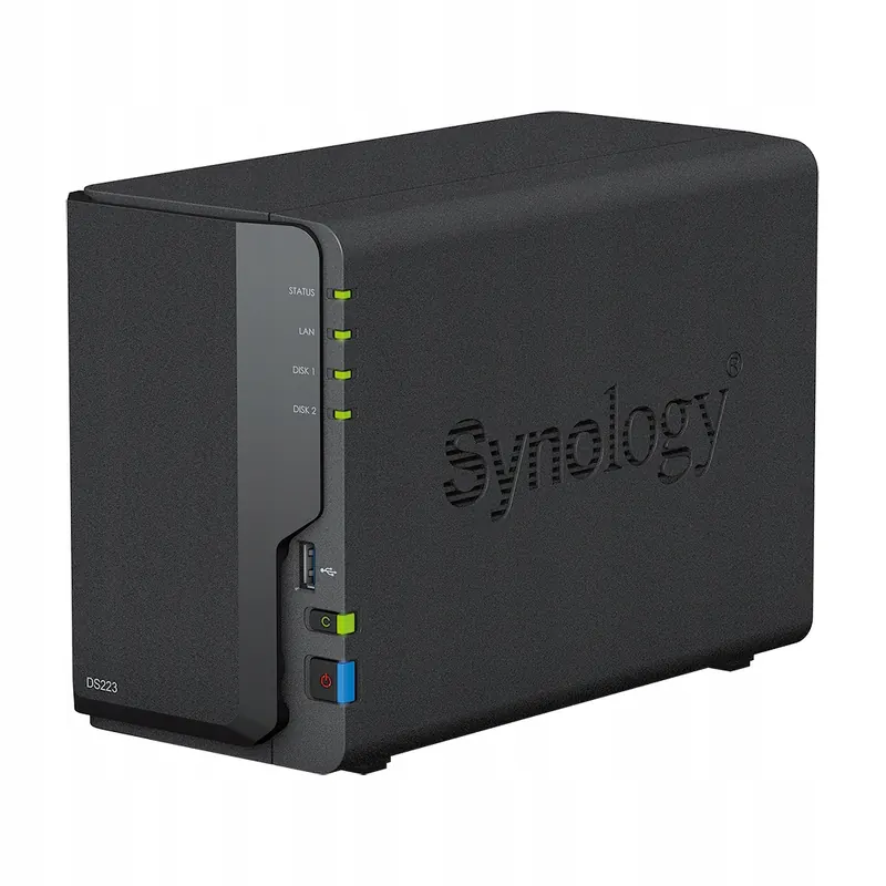 Synology DS223 2-zátokový Nas server, Arm, 2GB Ram, 1GbE RJ-45, Tower