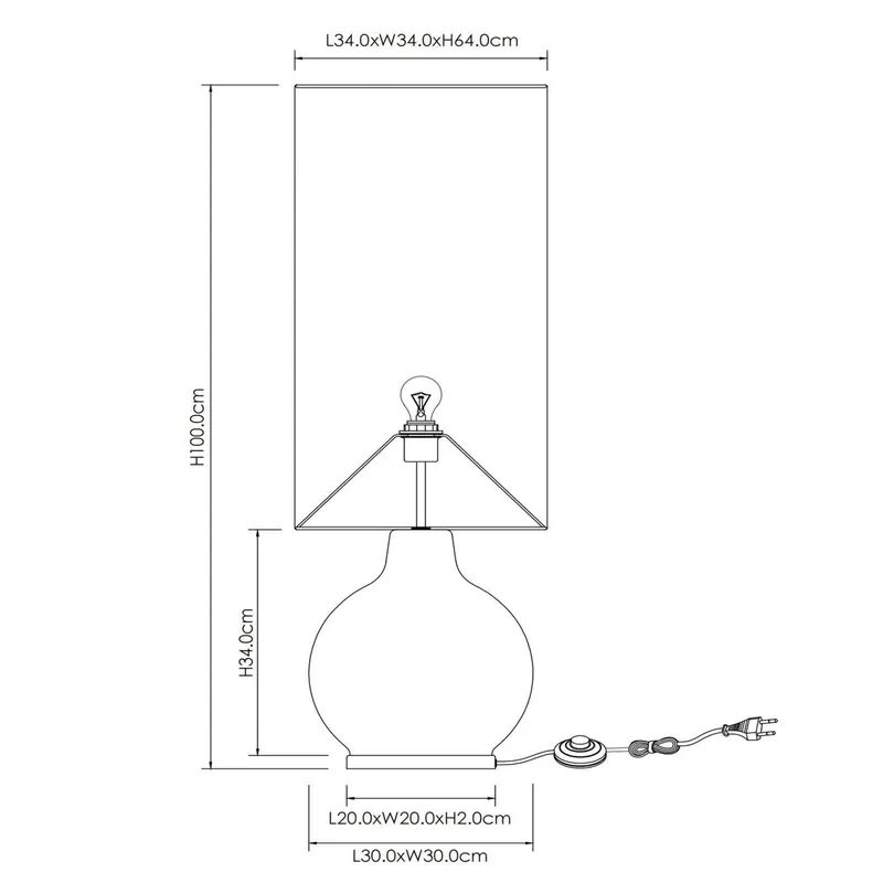 Lampa stojąca Esterad, czarna, Ø 34 cm, wysokość 100 cm, szkło