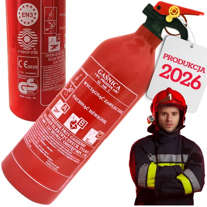 Gaśnica Samochodowa Proszkowa 1KG Typ PGP-1 B Abc Top Aluminiowa 2026r.