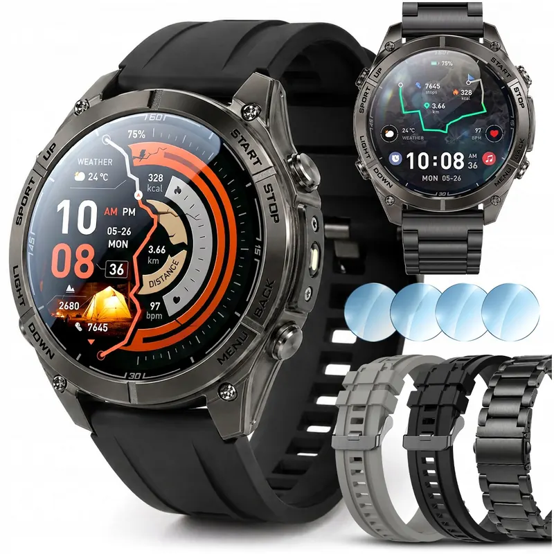 Smartwatch Męski Zegarek Wodoodporny IP69K Dual Gps Mapy Menu Pl Rozmowy Ai