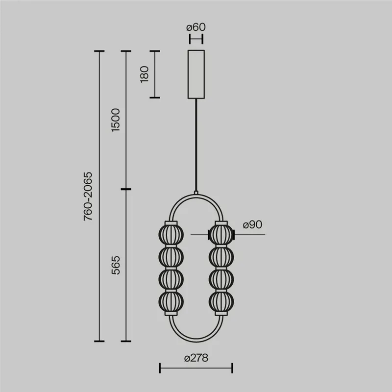 Żyrandol LED AMULET, 28 x 57 cm, złota, metal/szkło