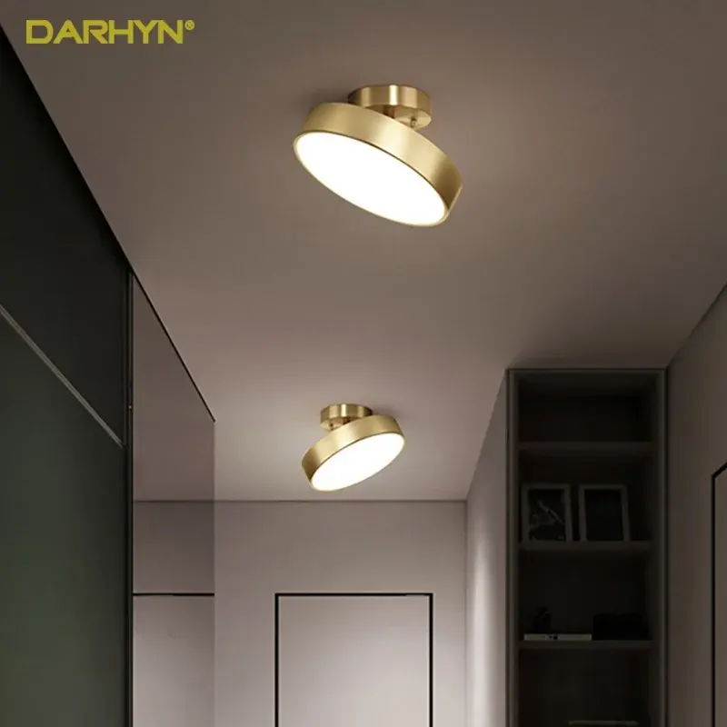 Nowoczesne lampy sufitowe LED akcesoria do dekoracji domu guzkowe do sypialni salon jadalnia korytarz lampy okrągłe miedziane oprawa dekoracyjna