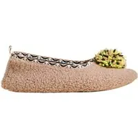 White Stuff Pom Ballet Slipper Dark Natural Maat: 4 | Slippers Outlet | Dames | Beige