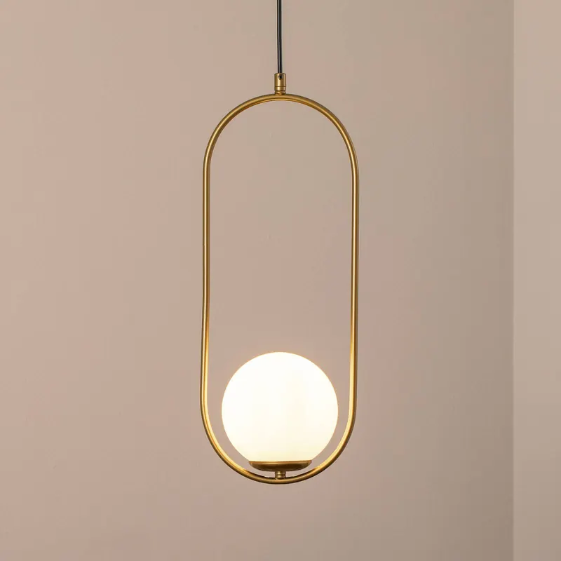Żyrandol Mudoni, złota/biała, szkło, metal, E27